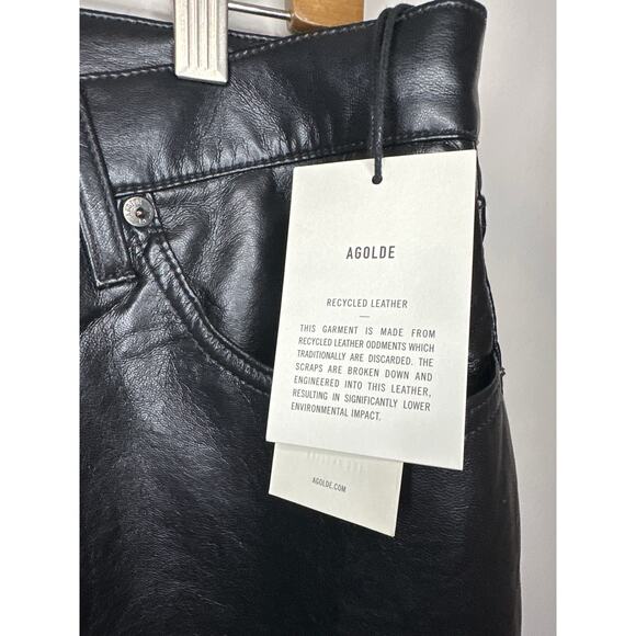 AGOLDE NEW 90s Pinch Waist Recycled Leather Size 31 Black Detox A164-1286 - Picture 6 of 11